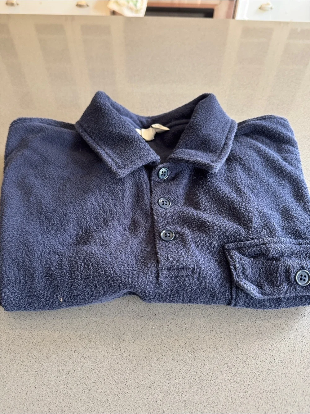J. Crew Navy Blue Terry Cloth Polo Size XL